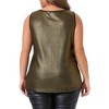 Women's Plus Size Metallic Glitter Shiny Square Neck Sleeveless Club Party Tank Tops - Agnes Orinda - 4 of 4