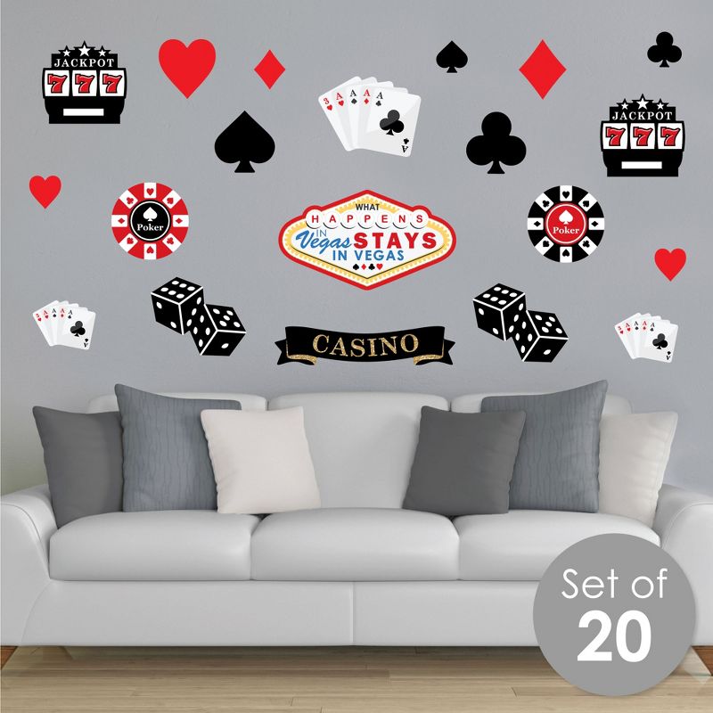 Big Dot of Happiness Las Vegas - Peel and Stick Casino Party Vinyl Wall Art Stickers - Wall Decals - Set of 20, 3 of 10