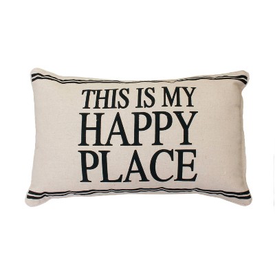 Tricia "This Is My Happy Place" Lumbar Throw Pillow Beige - Decor Therapy