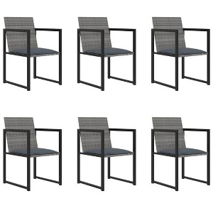 vidaXL Outdoor Dining Set Gray Poly Rattan 7 Piece Removable Covers - 1 of 4