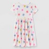 Girls' Adaptive Short Sleeve 2pk Knit and Ribbed Dress with Abdominal Access - Cat & Jack™ Cream/Light Purple - 2 of 4