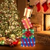 Tangkula 4 Ft Stackable Gift Boxes Set of 4 Stacked Boxes with Warm White LED Lights Festive Bows 2 Display Methods Pre-lit Holiday Decoration - 3 of 4