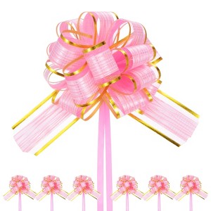 Unique Bargains Plastic Gold Edge Glossy Durable Ribbon Pull Bows 20 Count - 1 of 4