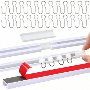 20 FT Self Adhesive Ceiling Curtain Track No Drill No Damage Cabinet Closet Bathroom Shower Curtain Room Divider White - 1 of 4