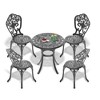 5-Piece Patio Set: Round Table & 4 Chairs - Cast Aluminum, All-Weather/Umbrella Hole & Adjustable Legs for Balcony/Backyard - 3 of 4