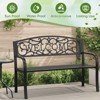 Huxxion 50" Outdoor Garden Bench, Iron Metal Frame Patio Bench with Backrest Armrests, Weatherproof Anti-Rust Outdoor Bench - 2 of 4