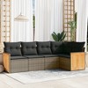 vidaXL 5 Piece Patio Sofa Set with Cushions - Gray Poly Rattan Without Table - 2 of 4