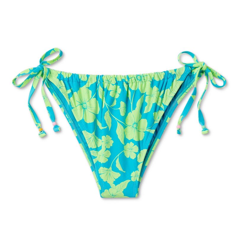 Women's Adjustable Coverage Bikini Bottom - Wild Fable™ Blue/Green Tropical Print, 6 of 14