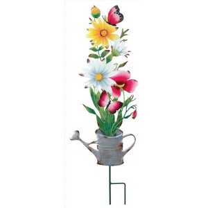 Regal Art & Gift Multicolored Metal 31 in. H Flower Watering Can Outdoor Garden Stake (Case of 2) - 1 of 1