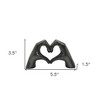 HomeRoots 4" Black Resin Heart Hands Tabletop Sculpture - 3 of 4