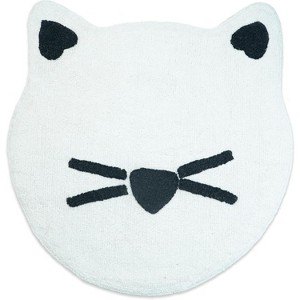 HomeRoots 32" Black And White Cotton Cat Shaped Youthful Bath Rug - 1 of 4