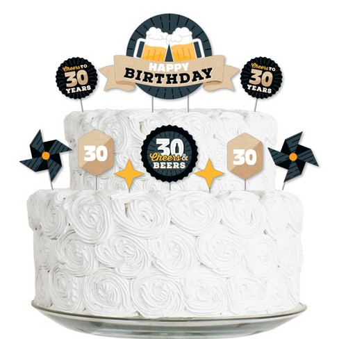 Big Dot Of Happiness Cheers And Beers To 30 Years - Birthday Party Cake  Decorating Kit - Happy Birthday Cake Topper Set - 11 Pieces : Target