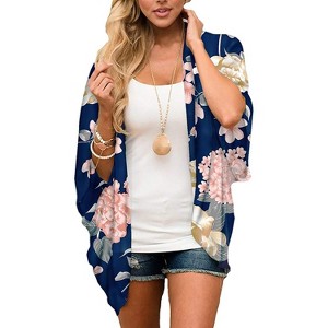 Haute Edition | Women's Lightweight Summer Cardigan Cover Up in Leopard and Floral - 1 of 3