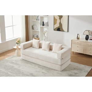 Chenille Folding Sofa Bed with Pillows - 6-in-1 Convertible Floor Couch & Sleeping Mattress with Removable Cover and Side Pocket - 1 of 4