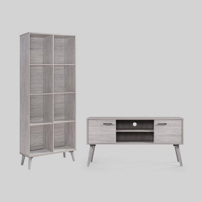 Chandelle 2pc Mid-Century Entertainment Center Set Gray Oak - Christopher Knight Home