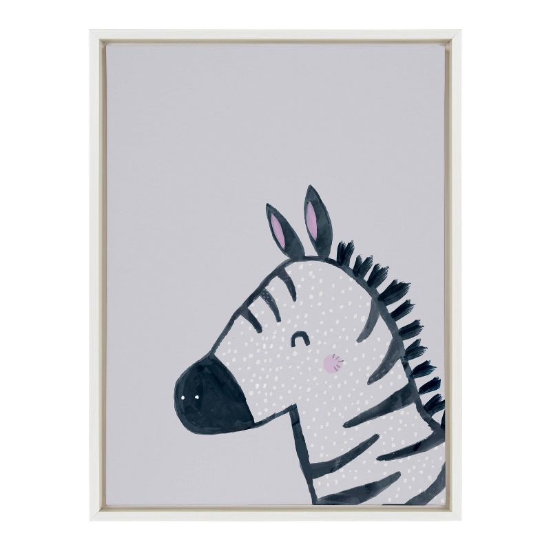 18&#34; x 24&#34; Sylvie Inky Zebra by Lauradidthis Framed Wall Canvas White - Kate &#38; Laurel All Things Decor, 1 of 12