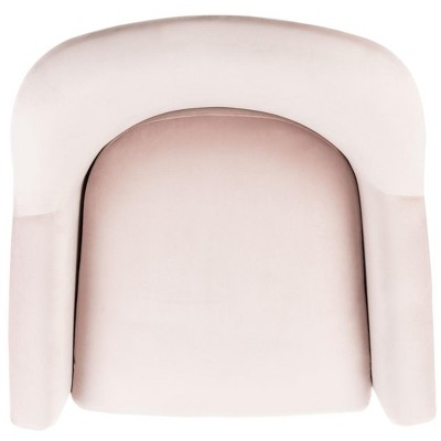Blush Pink Velvet & Wood Contemporary Arm Chair with Brass Legs