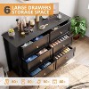 6-Drawer Dresser, Modern Stylish Chest with Deep Drawers & Nickel Round Handles, Wood Organizer for Bedroom, Living Room, Entryway - Black. - image 2 of 4