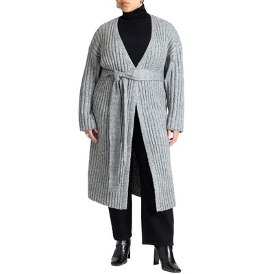 ELOQUII Women's Plus Size Long Belted Cardigan