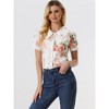 INSPIRE CHIC Women's Peter Pan Collar Lace Trim Embroidered Casual Floral Blouse - 2 of 4