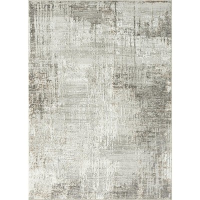 Beige Abstract 5' x 7' Synthetic Area Rug