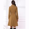 Allegra K Women's Contrast Trim Peter Pan Collar Single Breasted Belted Swing Winter Long Coat - 4 of 4