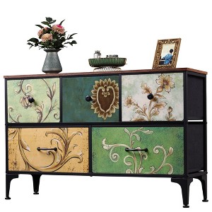 5-Drawer Wide Fabric Dresser Storage Organizer Unit, Chest of Drawers with Fabric Bins - 1 of 4
