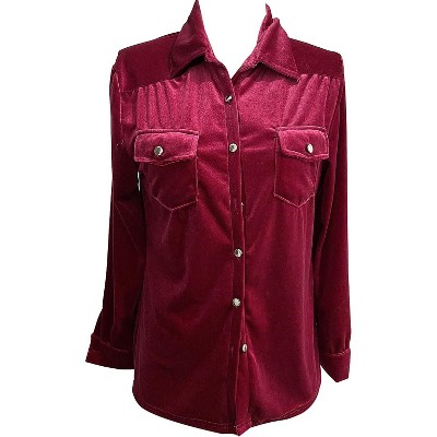 Women Casual V Neck T Shirt Velvet Long Sleeve Button Down Blouses Solid Color Slim Lapel Collar Tunic Tops Tees