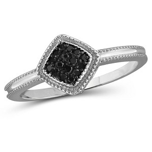 1/10 CT. T.W. Round-Cut Black Diamond Prong Set Ring in Sterling Silver - White (7), Women