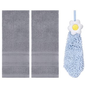 REGALWOVEN 3 Pcs Solid Soft Absorbent Hand Towels for Bathroom - 1 of 4