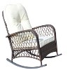 Gulches Outdoor Wicker Rocking Chair  Brown Rattan Chair with Thick Beige Cushions, Steel Frame for Patio Garden Backyard - 3 of 4