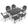 7-Piece Cast Aluminum Patio Set - Heavy Duty Rust-Proof Outdoor Dining Table & Chairs with Red Cushions, Umbrella Hole for Backyard, Poolside - 3 of 4