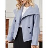Womens Cropped Pea Coat Button Down Short Jackets with Pockets Casual Outerwear Trench Coat Fall Winter - 2 of 4
