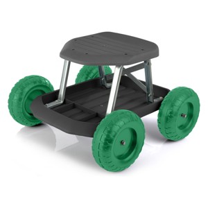 Nature Spring Rolling Garden Seat With Wheels - Black/Green - 1 of 4