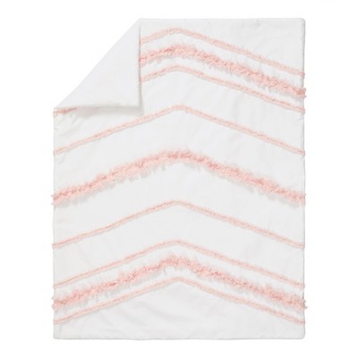 White and Blush Pink Cotton Boho Fringe Toddler Comforter Set