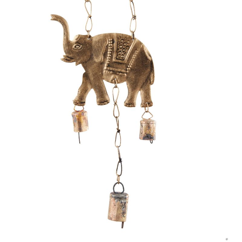 28&#34; x 10&#34; Eclectic Metal Elephant Windchime Brass - Olivia &#38; May, 5 of 7
