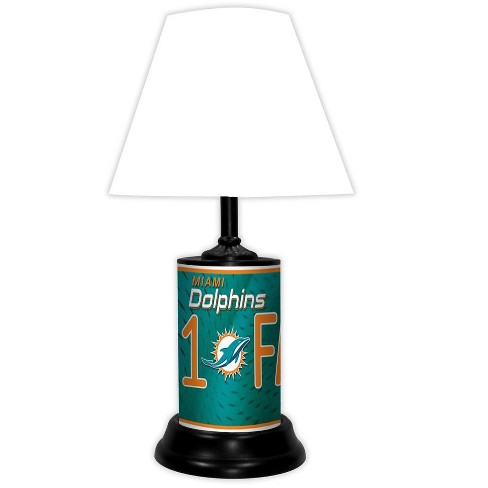 Nfl 18-inch Desk/table Lamp With Shade, #1 Fan With Team Logo, Miami ...