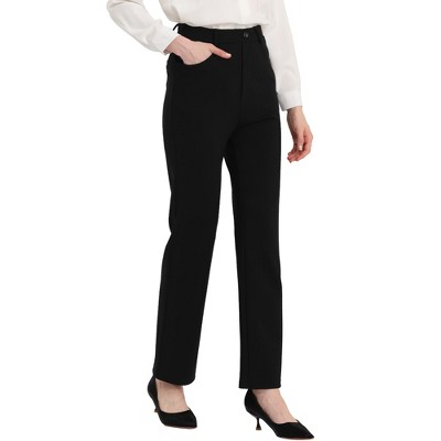 Allegra K Women's Casual High-Waisted Cropped Slim Split Capris Work Pants  Black S