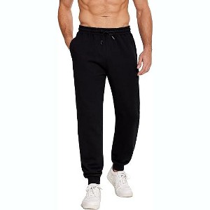 Pinspark Men's Fleece Joggers with Zipper Pockets Tapered Sweatpants Cotton Sweat Pants for Mens Heavyweight Lounge Pants - 1 of 4