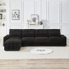 TiramisuBest 126" L-Shaped Corduroy Sofa w/ Cup Holder, Movable Footrest, 4 Waist & Back Pillows, USB & Type-C Ports,Black - 4 of 4