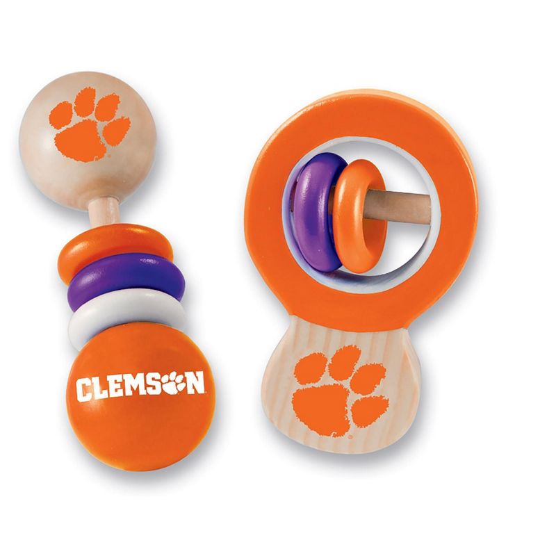 Baby Fanatic Wood Rattle 2 Pack - NCAA Clemson Tigers Baby Toy Set, 3 of 6