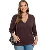 Clearlove Knit Cardigan for Plus Size  Women Open Front Button Lightweight Sweaters V Neck Loose 3/4 Sleeve Cardigans Outwear - 2 of 4