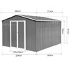 10x8 FT Outdoor Metal Garden Shed, Galvanized Steel Large Storage Sheds with Lockable Doors, Weatherproof Tool House - 2 of 4