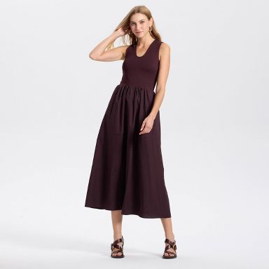 knee length dresses for ladies Violet slip midi dress Dark purple off shoulder straps back Elegant dr –  Koutun Dress