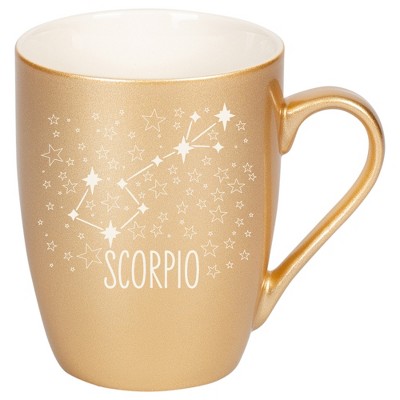 100 North Zodiac 10 Ounce Vegas Gold Metallic Finish, Comfortably Fits Your Hands, New Bone China Coffee Tea Cup Mug, Scorpio