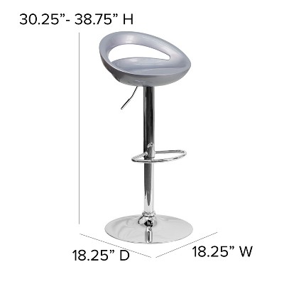Sleek Silver Swivel Adjustable Height Backless Barstool