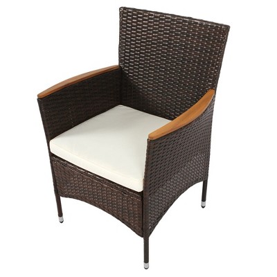 7-Piece Brown and Acacia Wood Outdoor Patio Dining Set with Cushions