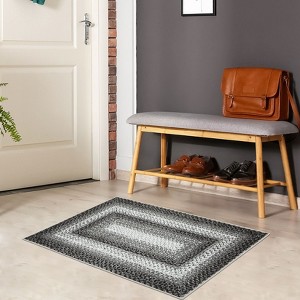 Washable Modern Braided Printed Rug Non Slip Low Pile Rug Soft Contemporary Throw Floor Cover Foldable Indoor Carpet for Living Room Bedroom - 1 of 4