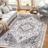 Acekool Washable Runner Rug 9x12, Low-Pile Oriental Floral Vintage Design, Non-Skid, Soft Carpet for Hallway, Bedroom, Kitchen – Pink - 2 of 4