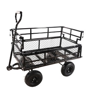 SEVOBAL Utility Storage Cart Double-Barreled Multi-Functional Tool Cart Garden Cart For Easily Transporting Firewood, Black, 40.55"*19.70"*39.37" - 1 of 4